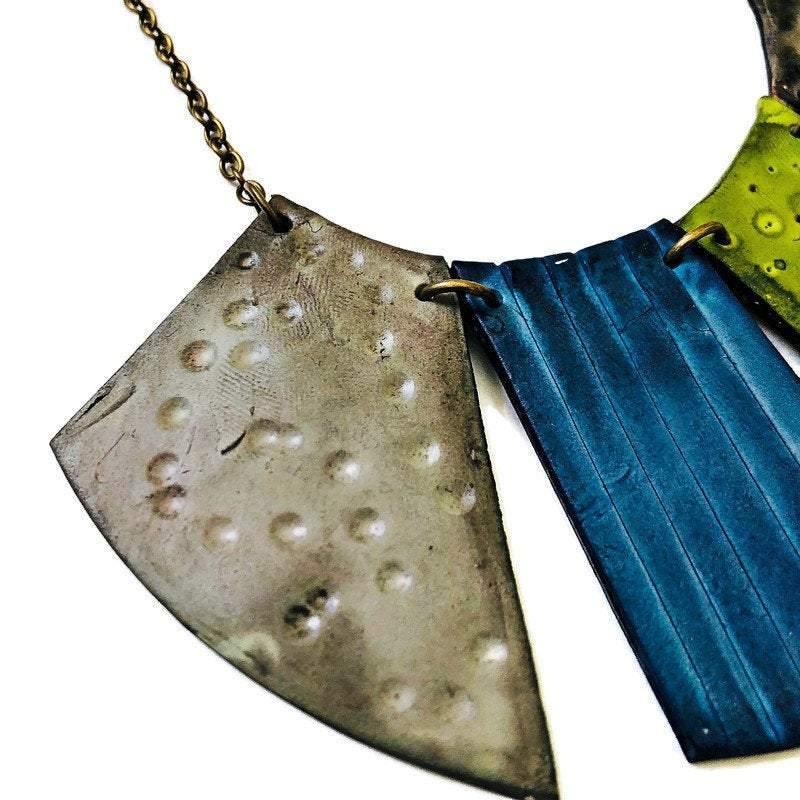 Boho Fringe Necklace, Big Bold Chunky Bib Necklace in Fall Colors