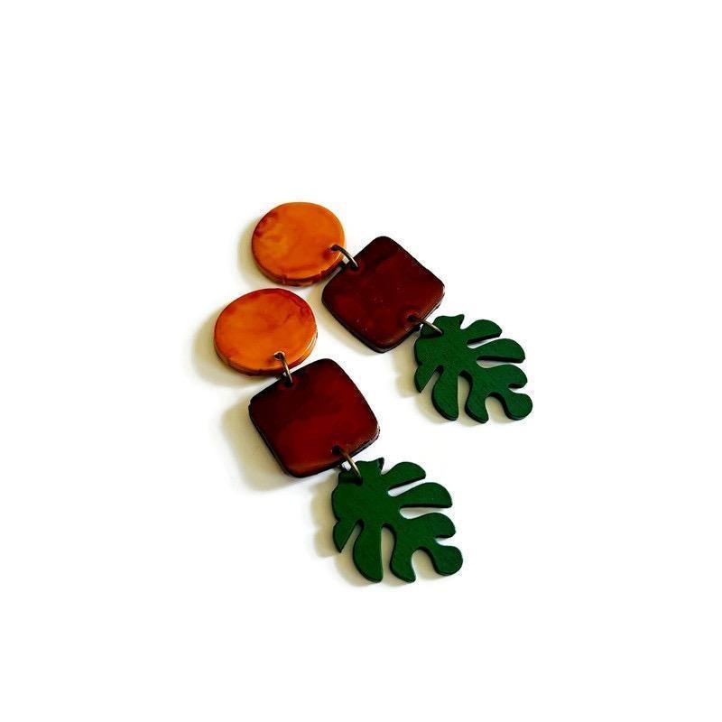 Rustic Tri Tone Statement Earrings for Fall
