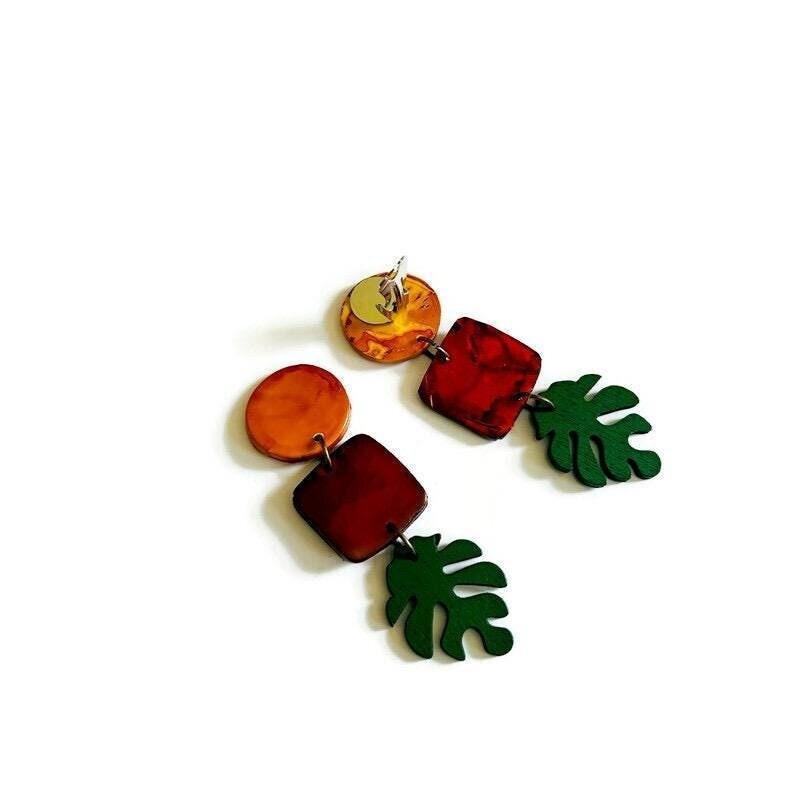 Rustic Tri Tone Statement Earrings for Fall