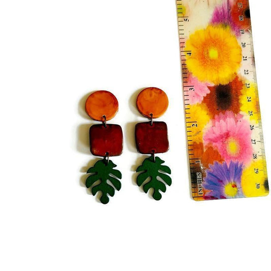 Rustic Tri Tone Statement Earrings for Fall